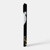 モノグラムピアノ鍵盤と音符 iPhone 15ケース (左側面)