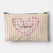 モノグラムピンキーレトロハートかわいい水色ストライプの アクセサリーポーチ (裏面)