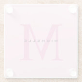 モノグラムピンクあなたの名前スペシャルギフト愛するもの ガラスコースター (裏面)