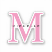 モノグラムピンクあなたの名前スペシャルギフト愛するもの シール (正面)