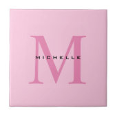 モノグラムピンクあなたの名前スペシャルギフト愛するもの タイル (正面)