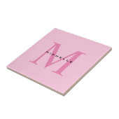 モノグラムピンクあなたの名前スペシャルギフト愛するもの タイル (側面)