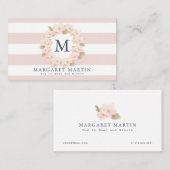 モノグラムピンクさくらんぼブロッサムリースママ コーリングカード (正面/裏面)