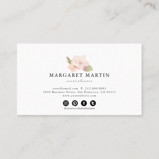 モノグラムピンクさくらんぼブロッサムリース 名刺 (裏面)