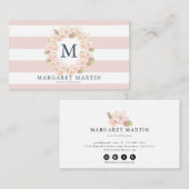 モノグラムピンクさくらんぼブロッサムリース 名刺 (正面/裏面)