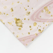 モノグラムピンクとホワイトマーブルスワール金ゴールドグリッター フリースブランケット (角)