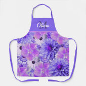 モノグラムピンクと紫のフローラ エプロン (正面)