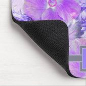 モノグラムピンクと紫の色彩の鮮やかフローラ マウスパッド (コーナー)