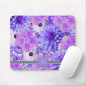 モノグラムピンクと紫の色彩の鮮やかフローラ マウスパッド (マウス)