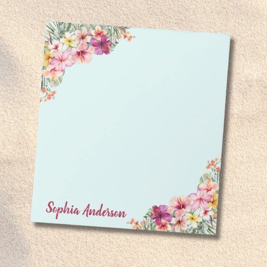 モノグラムピンクのハイビスカスフラワートロピカルフローラ ノートパッド