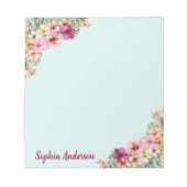 モノグラムピンクのハイビスカスフラワートロピカルフローラ ノートパッド (正面)