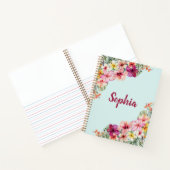 モノグラムピンクのハイビスカスフラワートロピカルフローラ ノートブック (内部)