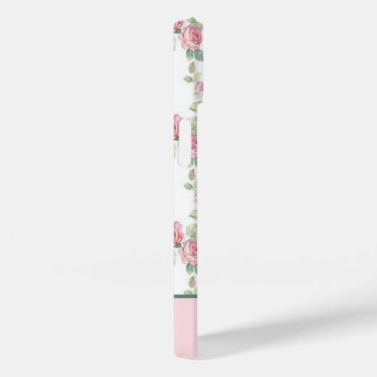 モノグラムピンクのバラフローラの緑の花 Case-Mate iPhoneケース (裏面 / 右)