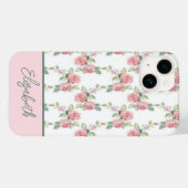 モノグラムピンクのバラフローラの緑の花 Case-Mate iPhoneケース (裏面 (横))
