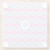 モノグラムピンクの自転車ホイールパターン ガラスコースター (裏面)