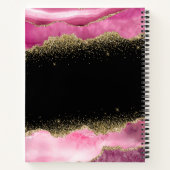モノグラムピンクアゲート結晶金ゴールドグリッター ノートブック (裏面)