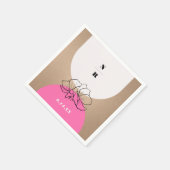 モノグラムピンクアーチ結婚フローラ スタンダードカクテルナプキン (角)