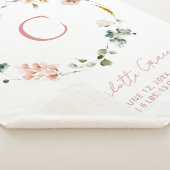 モノグラムピンクウォーターカラーフローラガール誕生統計 シェルパブランケット (3/4)