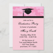 モノグラムピンクカモフラージュ卒業パーティー招待状 招待状 (正面)