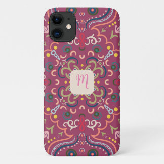 モノグラムピンクカラフル色 iPhone 11 ケース