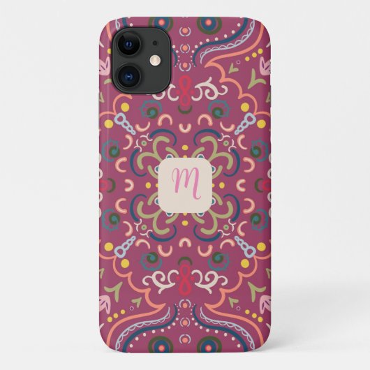 モノグラムピンクカラフル色 Case-Mate iPhoneケース (裏面)