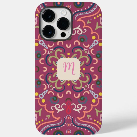 モノグラムピンクカラフル色 Case-Mate iPhoneケース (裏面)