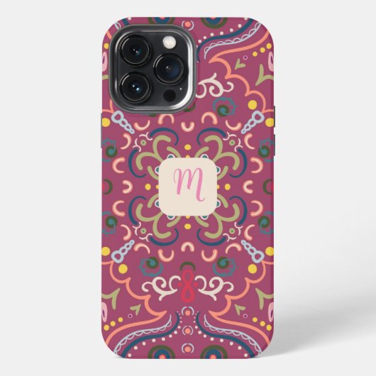 モノグラムピンクカラフル色 iPhoneケース (裏面)