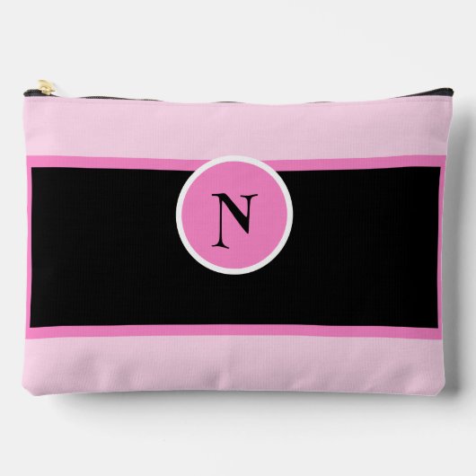 モノグラムピンクガーリーかわいらしカスタム アクセサリーポーチ (正面)