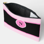 モノグラムピンクガーリーかわいらしカスタム アクセサリーポーチ (見開き)