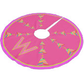 モノグラムピンククリスマスジオメトリックレインボーストライプル ブラッシュドポリエステルツリースカート (アングル)