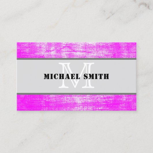 モノグラムピンクグランジの背景 名刺 (正面)