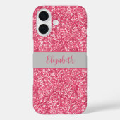 モノグラムピンクグリッターグレートレンディーグラムきらきら光る Case-Mate iPhoneケース (裏面)