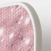 モノグラムピンクグリッタースパークルトレンディーグラムきらきら光る ピックルボールラケット (左詳細)