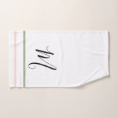 モノグラムピンクグリーン白ストライプ色 バスタオルセット (ハンドタオル)