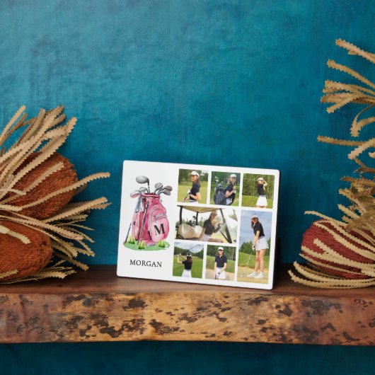 モノグラムピンクゴルフフォトコラージュ フォトプラーク (側面)