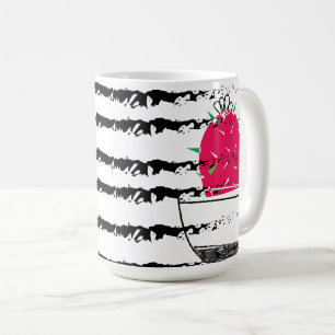 モノグラムピンクサボテンストライプの コーヒーマグカップ