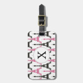 モノグラムピンクシックエッフェルタワーパターン ラゲッジタグ (正面縦)