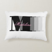 モノグラムピンクスクリプトタイポグラフィ名ピロー アクセントクッション (裏面)