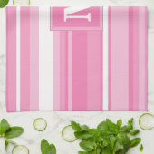 モノグラムピンクストライプ色 キッチンタオル (折り畳み)