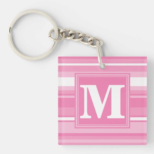 モノグラムピンクストライプ色 キーホルダー (正面)