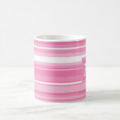 モノグラムピンクストライプ色 コーヒーマグカップ (中央)