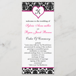 モノグラムピンクダマスク結婚式プログラム プログラム