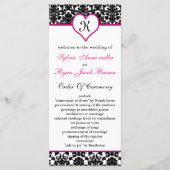 モノグラムピンクダマスク結婚式プログラム プログラム (正面)