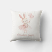 モノグラムピンクバレリナバニーガール子供部屋ベッドルーム クッション (裏面)
