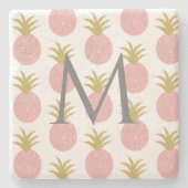 モノグラムピンクパイナップル ストーンコースター (正面)