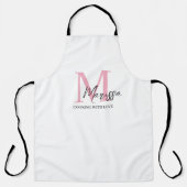 モノグラムピンクパーソナライズされたの名前エプロン エプロン (正面)