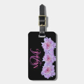モノグラムピンクパープルピーニーズブラックレトロ ラゲッジタグ (正面縦)
