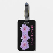 モノグラムピンクパープルピーニーズブラックレトロ ラゲッジタグ (裏面縦)