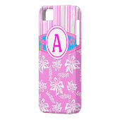 モノグラムピンクヒビシスとサーフボードiPhone 5ケース Case-Mate iPhoneケース (裏面左)