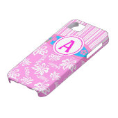 モノグラムピンクヒビシスとサーフボードiPhone 5ケース Case-Mate iPhoneケース (下部)